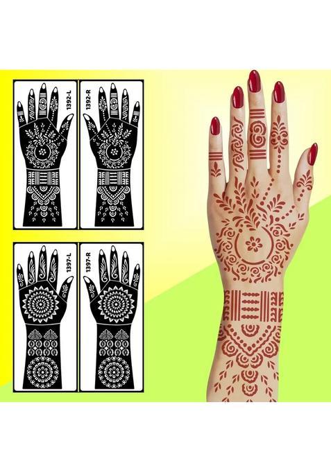 Artistic Floral Stencil Mehndi Combo Pack Quick Henna Kit For Celebrations