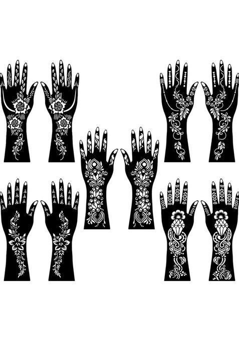Front & Back Hand Combo Mehndi Stencil Sticker For Weddings, Parties & Festivals