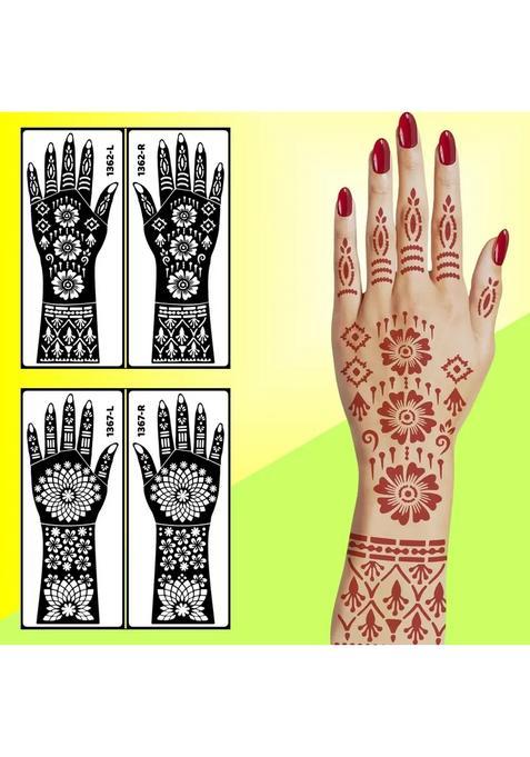 Artistic Floral Stencil Mehndi Combo Pack Quick Diy Henna Kit For Celebrations