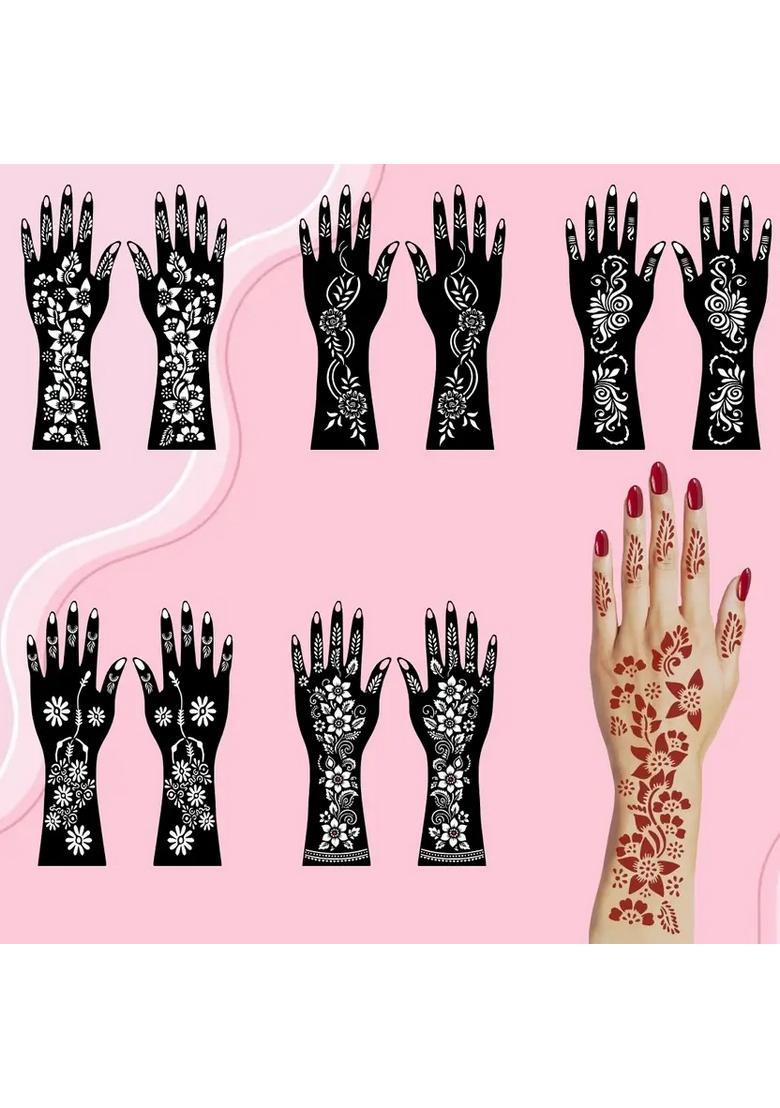 Full Hand Combo Mehndi Stencil Sticker For Palm Finger And Wrist - Indya
