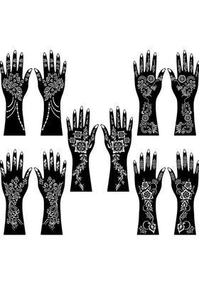 Peel & Apply Combo Mehndi Stencil Sticker Set For Back Hand, Front Hand