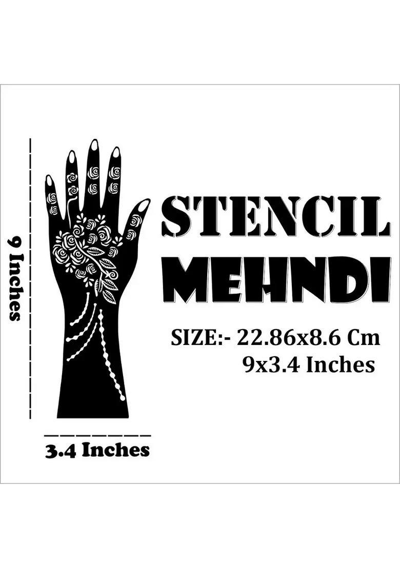 Peel & Apply Combo Mehndi Stencil Sticker Set For Back Hand, Front Hand - Indya