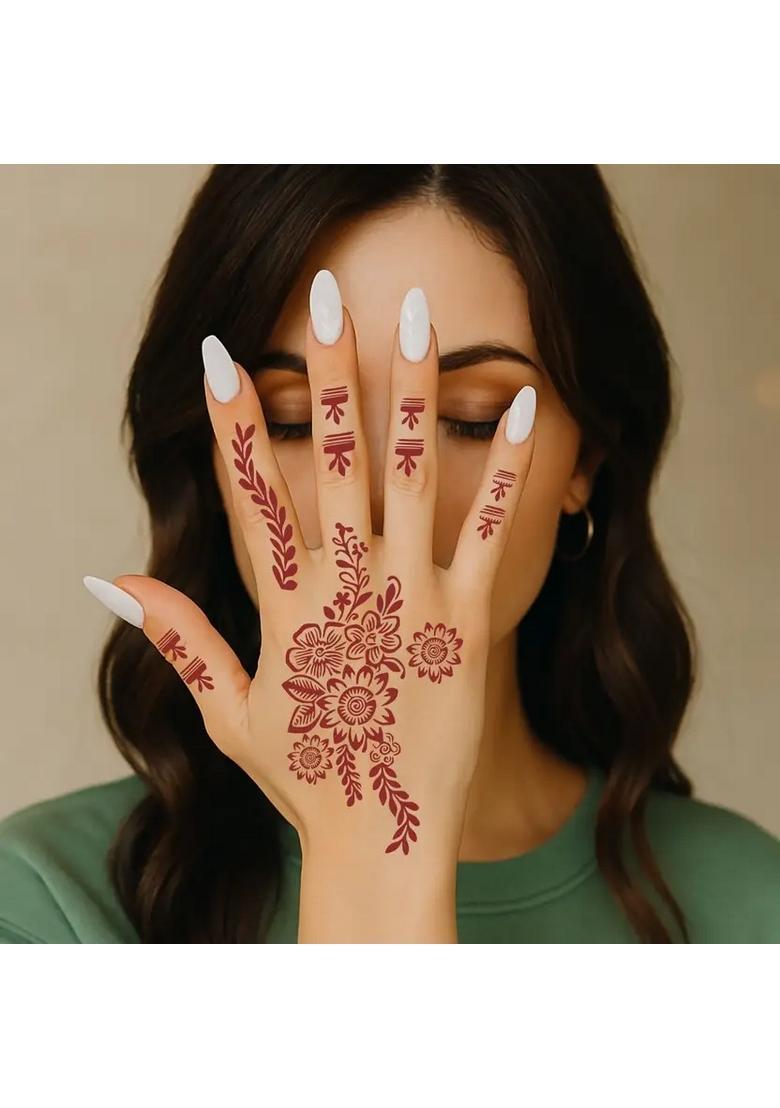 Festival Combo Mehndi Stencil Sticker For Hand And Finger With Beautiful Henna - Indya