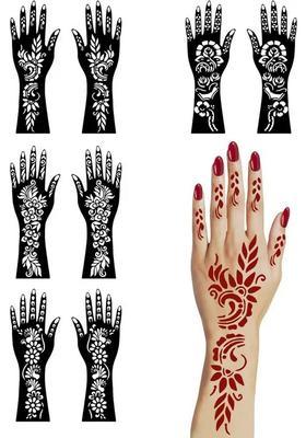 Combo Mehndi Stencil Sticker Pack For Girls And Women With Floral Designer