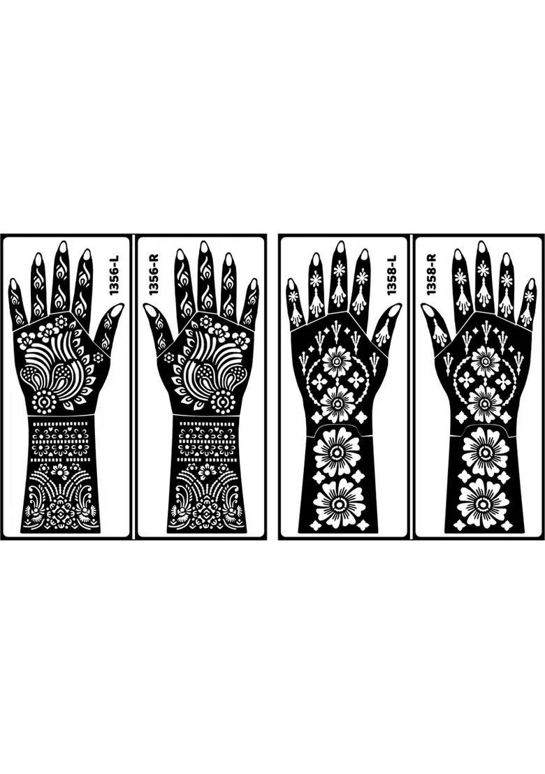 Beautiful Design Easy Apply Stencil Mehndi Sticker Combo Kit Perfect Gift - Indya