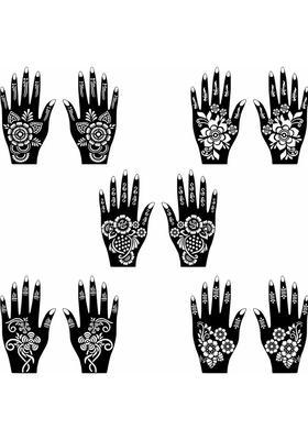 Unique Styles Mehndi Stencil Sticker Combo Set For Both Hand