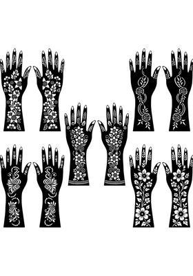 Simple Use Combo Mehndi Stencil Sticker For Front & Back Hand