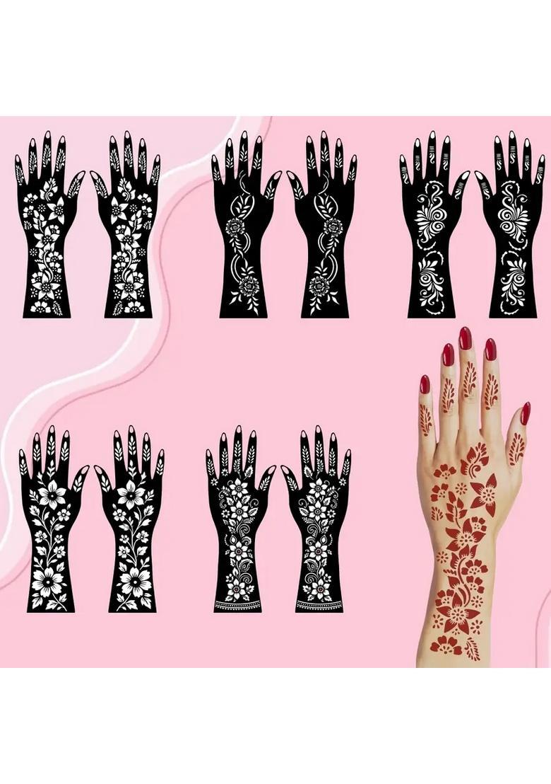 Simple Use Combo Mehndi Stencil Sticker For Front & Back Hand - Indya