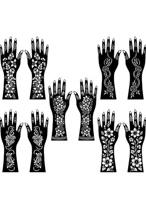 Simple Use Combo Mehndi Stencil Sticker For Front & Back Hand