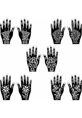 Combo Mehndi Stencil Sticker Set For Unique & Attractive Hand Designs