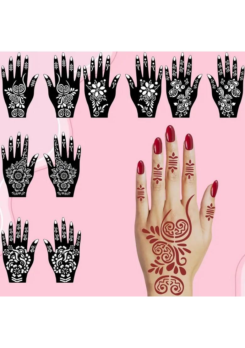 Combo Mehndi Stencil Sticker Set For Unique & Attractive Hand Designs - Indya