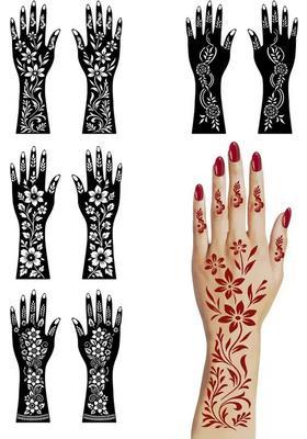Complete Combo Mehndi Stencil Sticker With Unique Flowers For Girls And Women