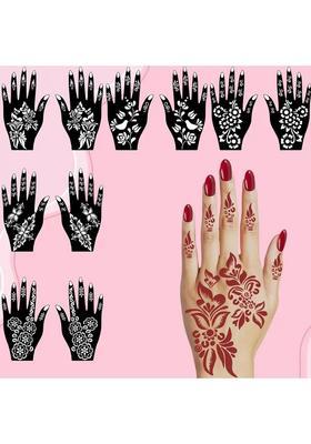 Stylish Mehndi Stencil Sticker Combo For Back, Front Hand, Fingers, & Wrists