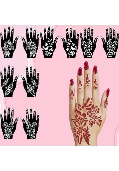 Stylish Mehndi Stencil Sticker Combo For Back, Front Hand, Fingers, & Wrists
