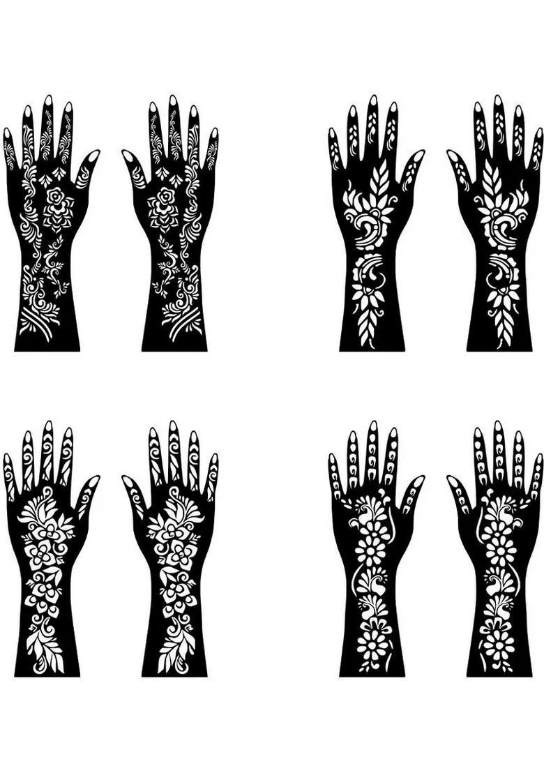 Unique Combo Mehndi Stencil Sticker For Girls And Women With F - Indya
