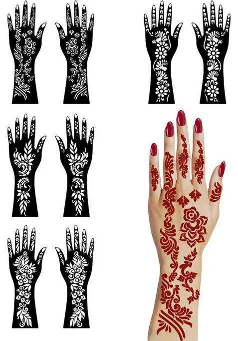 Unique Combo Mehndi Stencil Sticker For Girls And Women With F