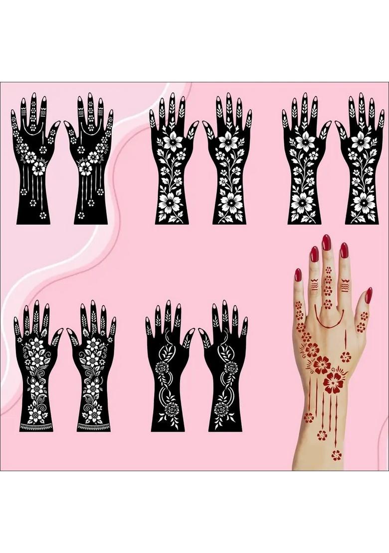 Complete Combo Mehndi Stencil Sticker Set For Full Hand - Indya