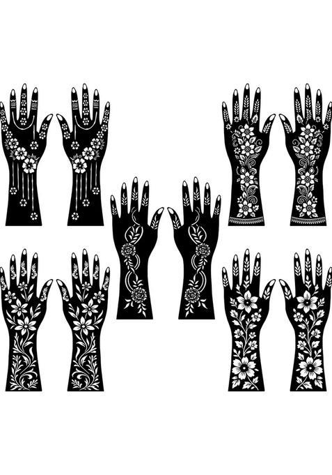 Complete Combo Mehndi Stencil Sticker Set For Full Hand