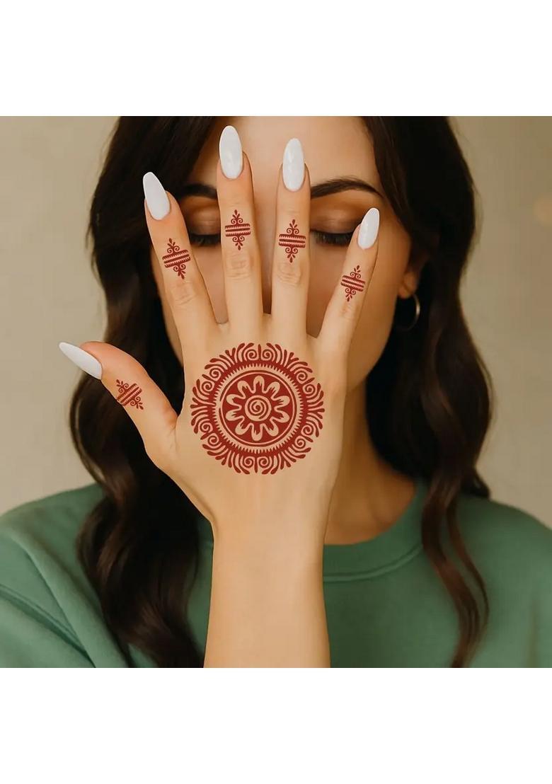Quick Use Combo Mehndi Stencil Sticker Kit For Beautiful Hands - Indya