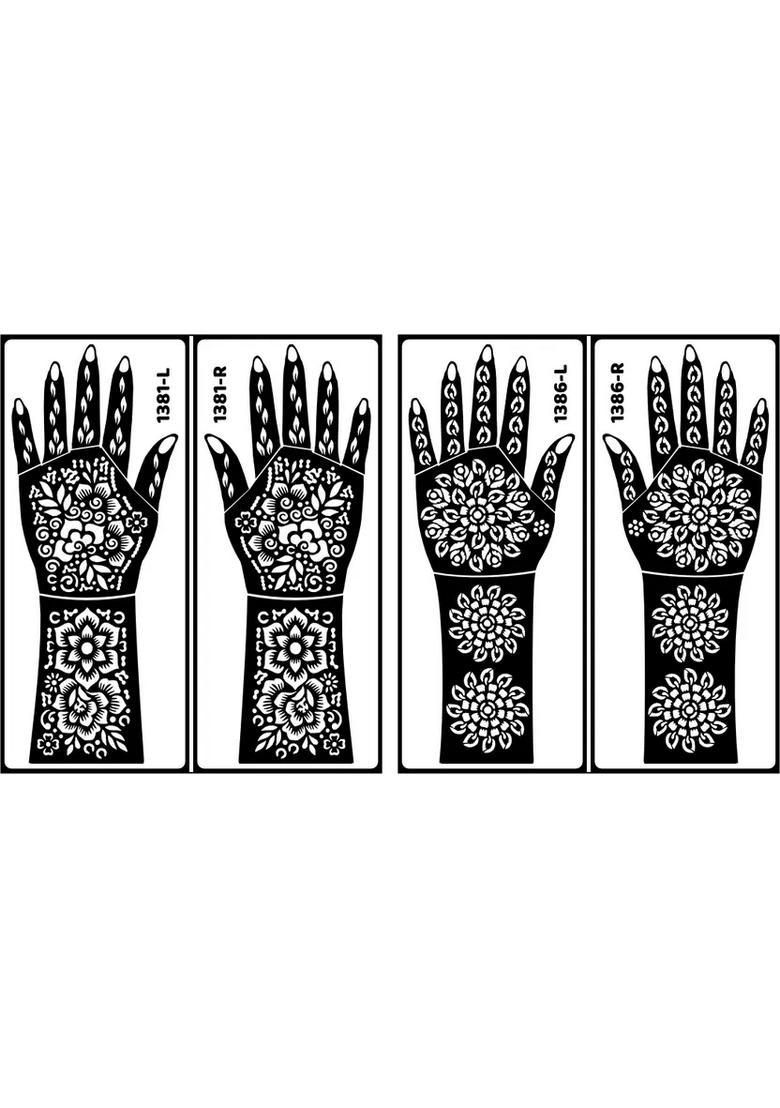 Mehndi Stencil Sticker 2 Pack Combo For Brides And Festive Hand Art - Indya