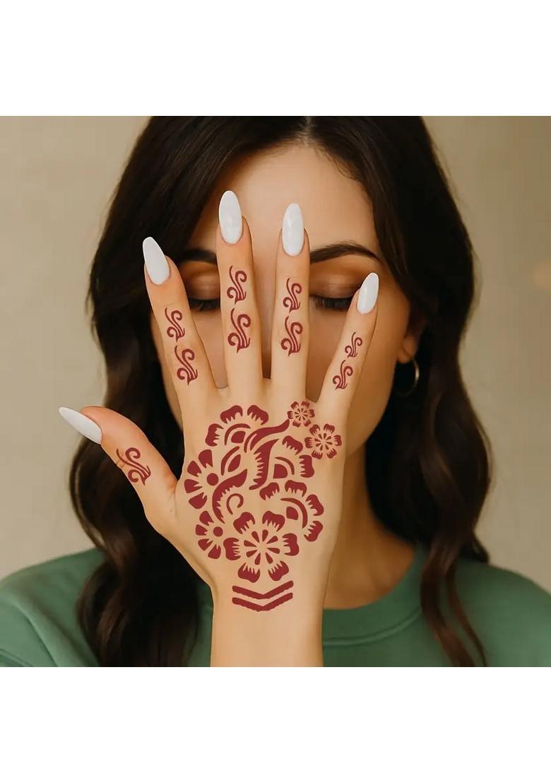 Elegant Combo Mehndi Stencil Sticker With Beautiful Flowers Henna Desinges - Indya
