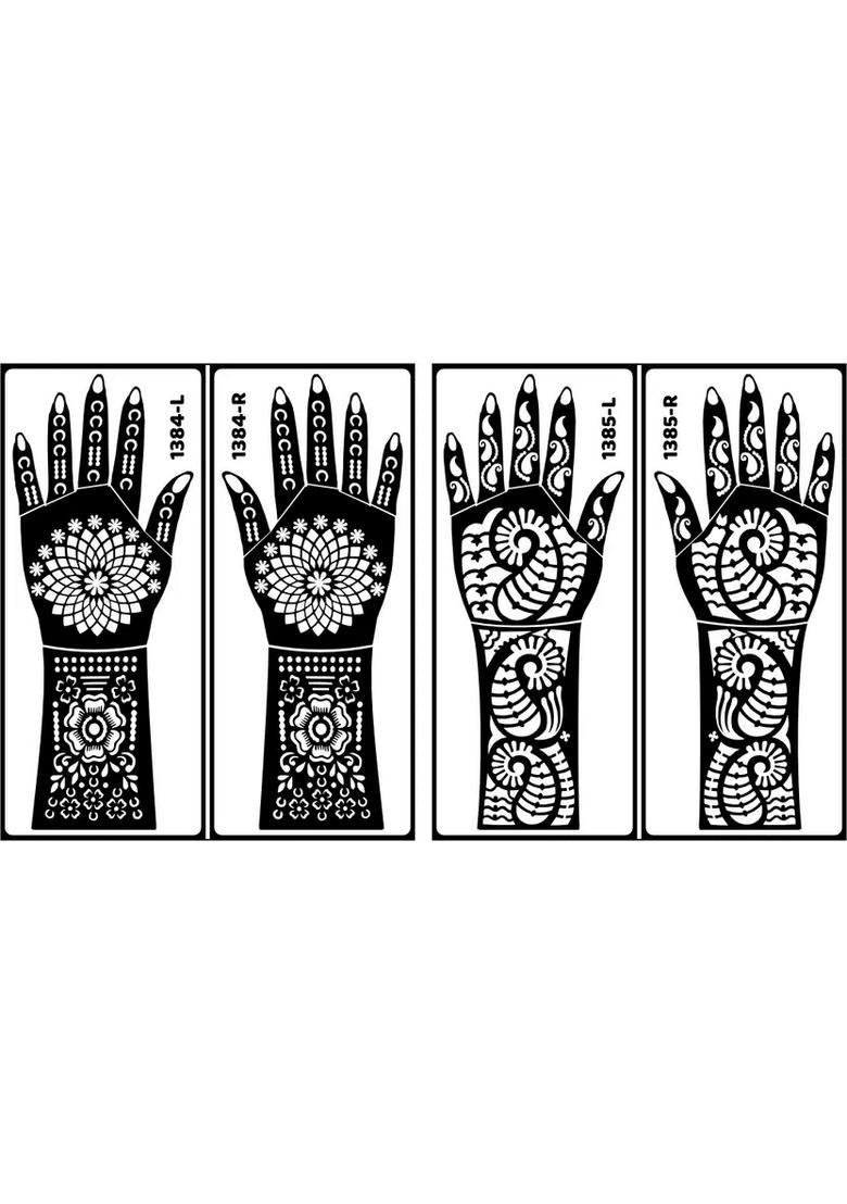 Full Arm & Palm Mehndi Stencil Combo Elegant Templates - Indya