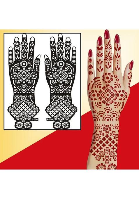 Elegant Henna & Full Hand Floral Mehndi Stencil Sticker For Women & Girls