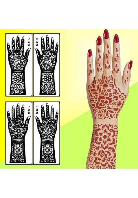 Beautiful Bridal Mehndi Stencil Sticker 2 Pack Combo For Easy Hand Art