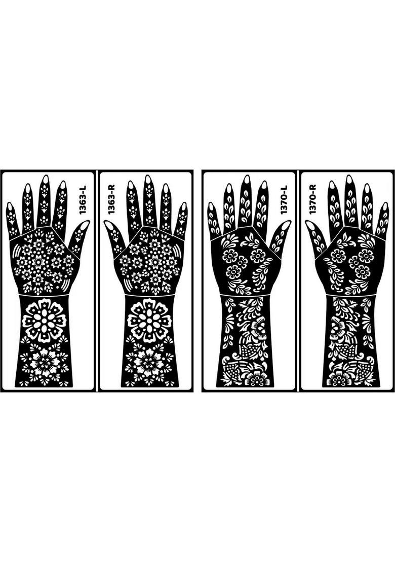 Mandala Flower Artistic Mehndi Stencil Sticker For Kids And Adults Quick Henna - Indya