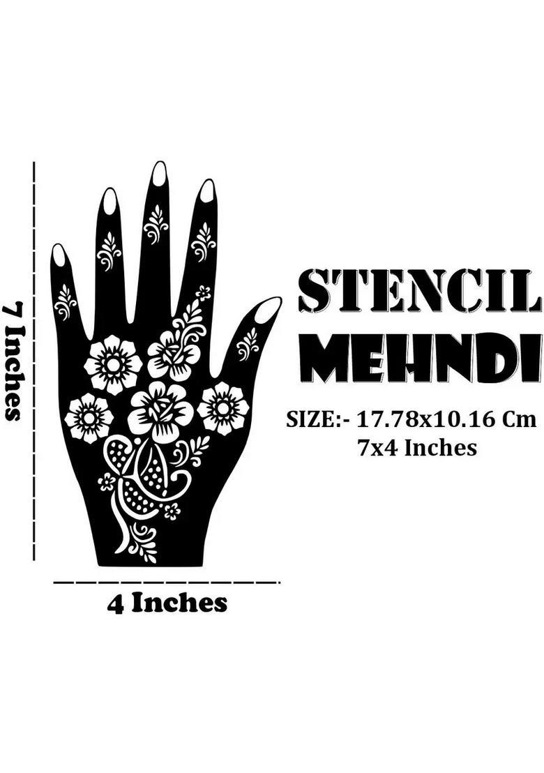 Mehndi Practice Stencil Sticker Sheet For Beginners For Palm & Finger - Indya
