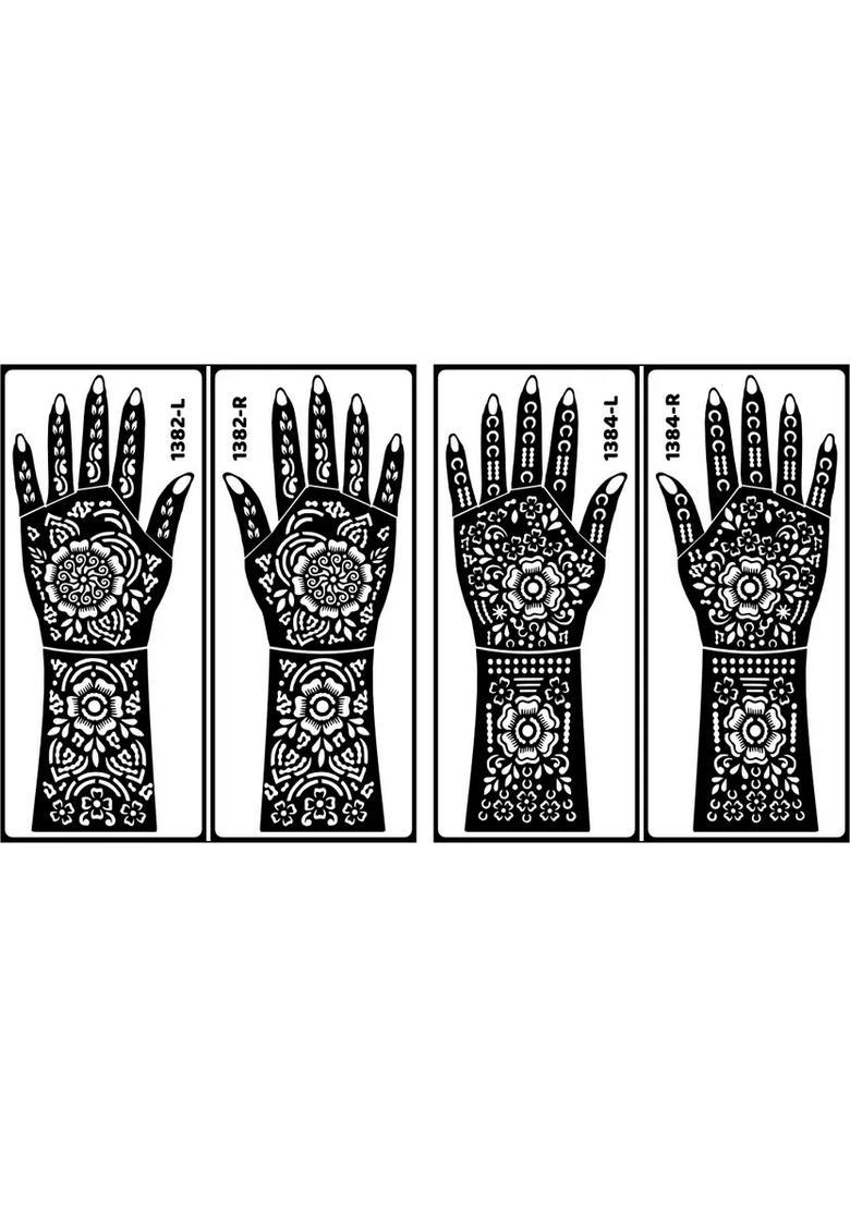 Elegant Floral Back Hand Mehndi Stencil Sticker For Women & Girls - Indya