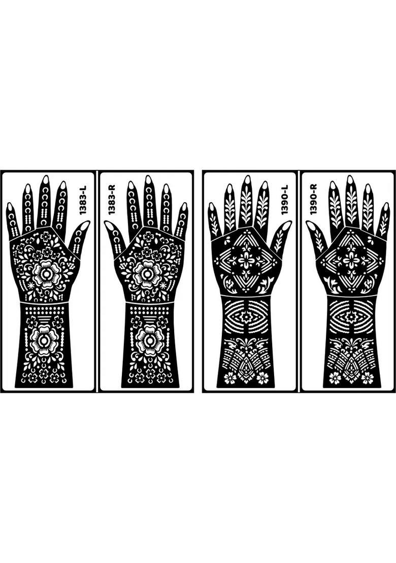Hand Beautiful Mehndi Design Stencil Mehndi Sticker Combo Kit For Women Perfect - Indya