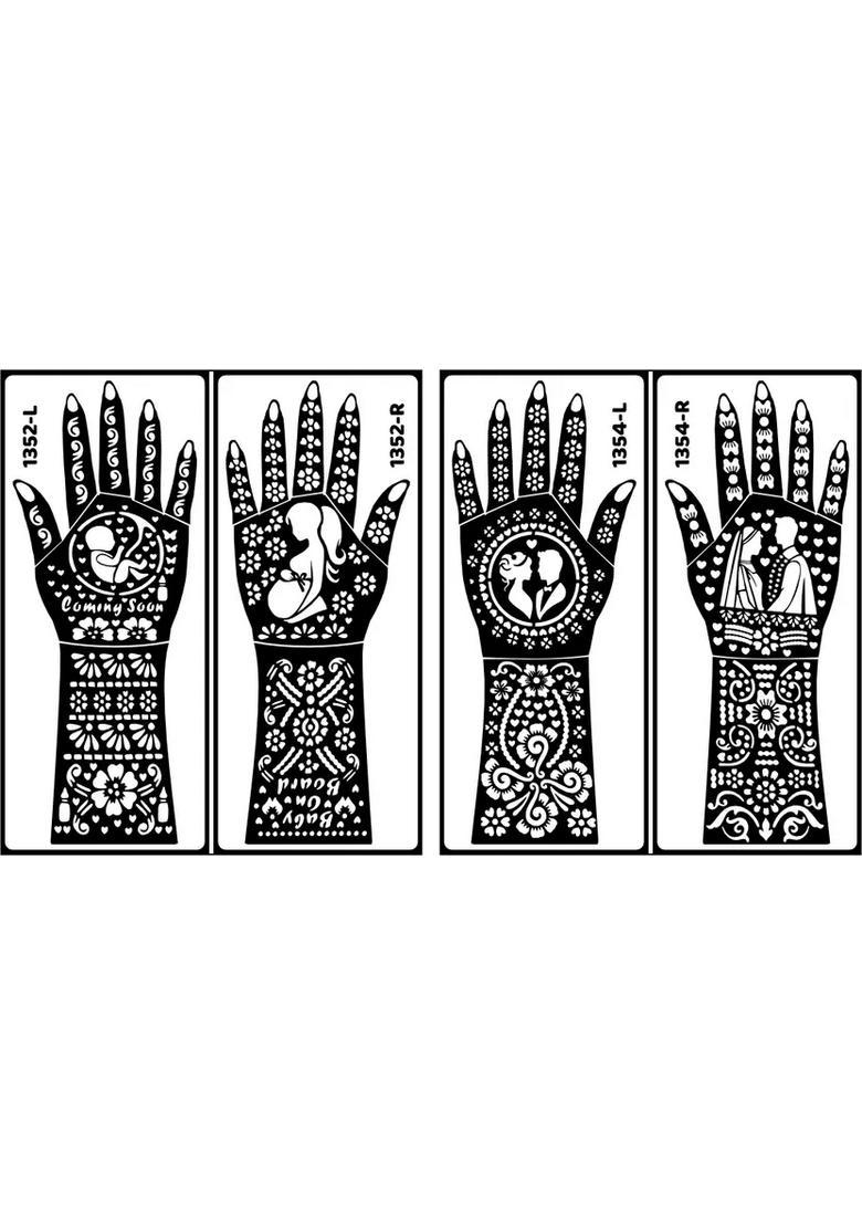 Mom-To-Be Baby Shower Stencil Mehndi Sticker Temporary Henna For Baby Bump - Indya