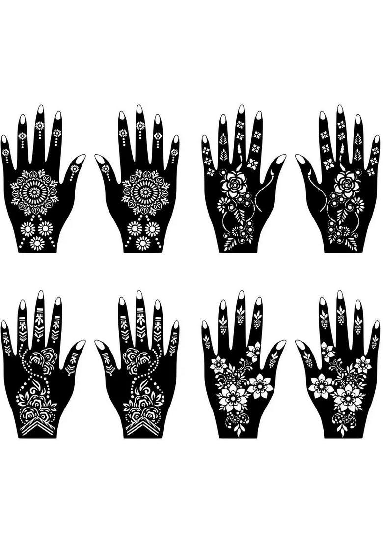 Beautiful Combo Mehndi Stencil Sticker For Hand And Finger With Stylish Henna - Indya