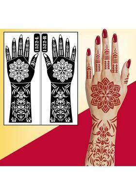 Full Hand Lotus Mandala Mehndi Stencil Sticker With Floral Palm Design