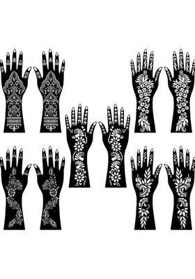 Front And Back Hand Combo Mehndi Stencil Sticker Set For All Festival
