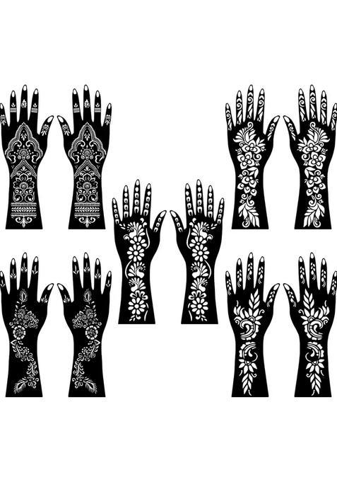 Front And Back Hand Combo Mehndi Stencil Sticker Set For All Festival