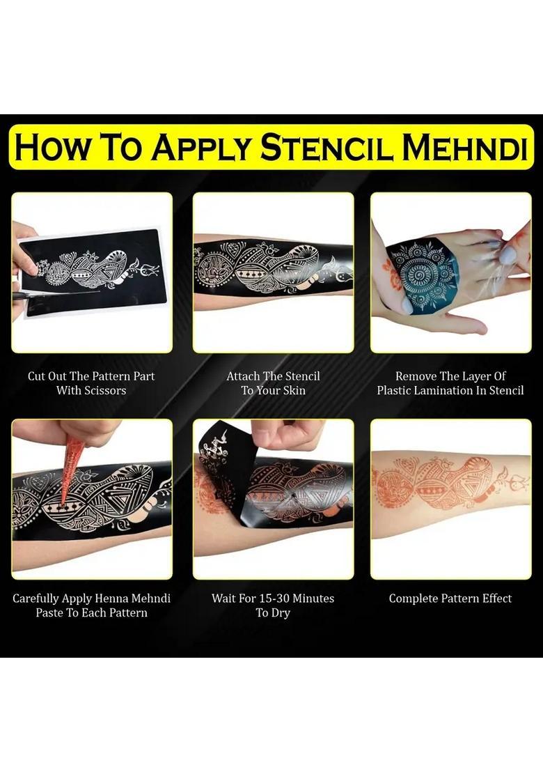 Henna Stencil Sticker Set For Engagement & Haldi Ceremony - Indya