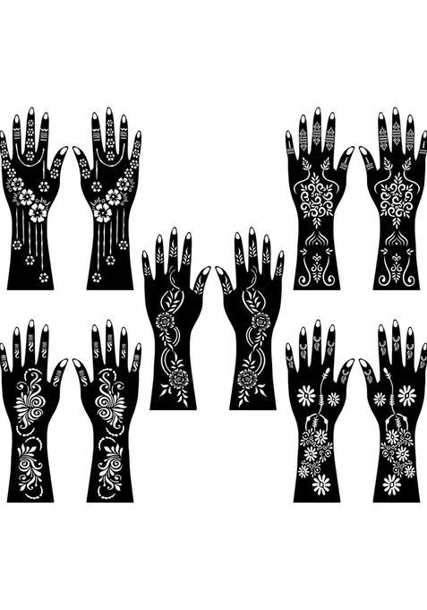 Combo Mehndi Stencil Sticker Set For Hand, Thumb, Palm & Wrist