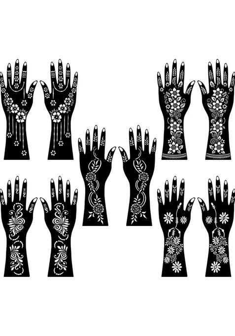 Easy Apply Combo Mehndi Stencil Stickers With Ready To Apply Finger & Palm