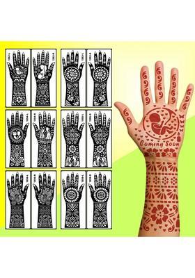 Full Hand Combo Mehndi Stencil Sticker Set With Floral & Cultural Patterns
