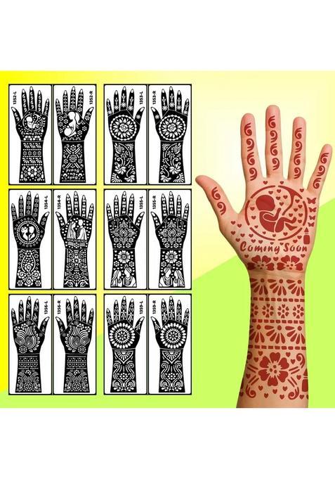 Full Hand Combo Mehndi Stencil Sticker Set With Floral & Cultural Patterns