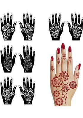 Bridal Combo Mehndi Stencil Sticker For Hand And Finger With Beautiful Henna
