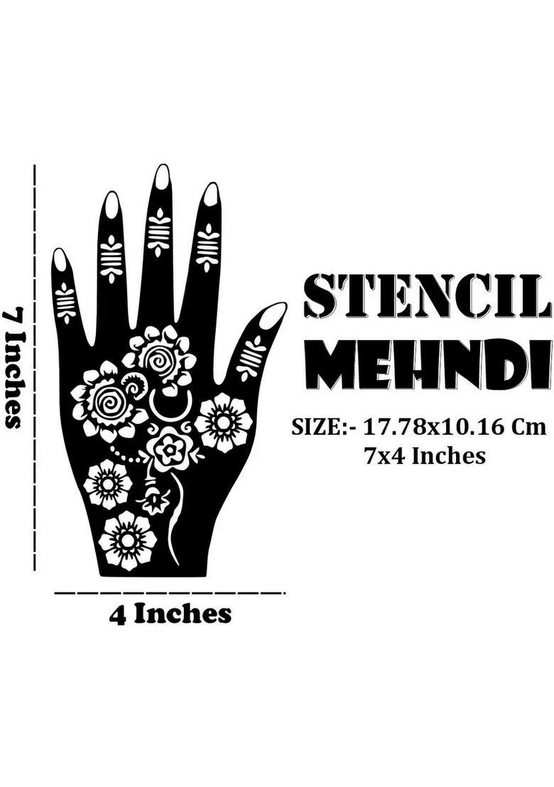 Bridal Combo Mehndi Stencil Sticker For Hand And Finger With Beautiful Henna - Indya