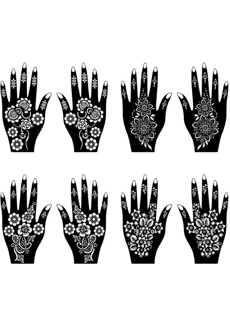 Bridal Combo Mehndi Stencil Sticker For Hand And Finger With Beautiful Henna - Indya