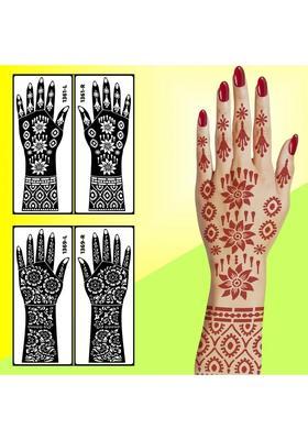 Star Design Flowers Mehndi Stencil Sticker Combo Pack Easy & Elegant Hand Art