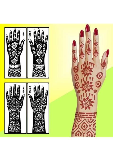 Star Design Flowers Mehndi Stencil Sticker Combo Pack Easy & Elegant Hand Art