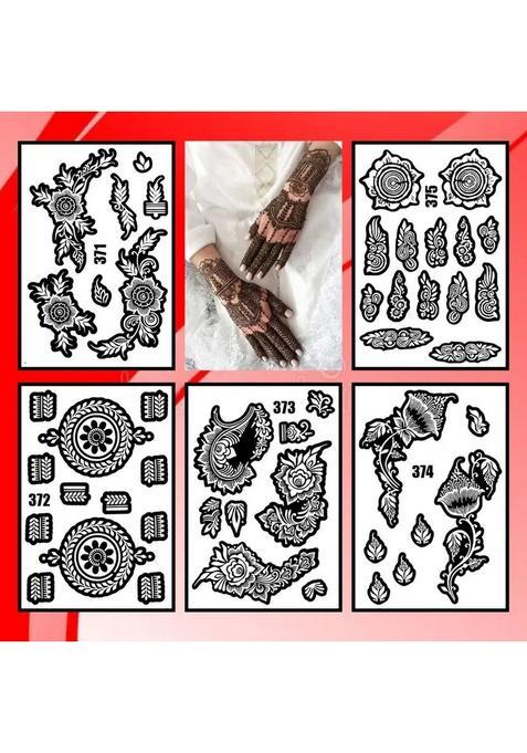 Modern Combo Mehndi Stencil Sticker Set For Full Hand Henna Design