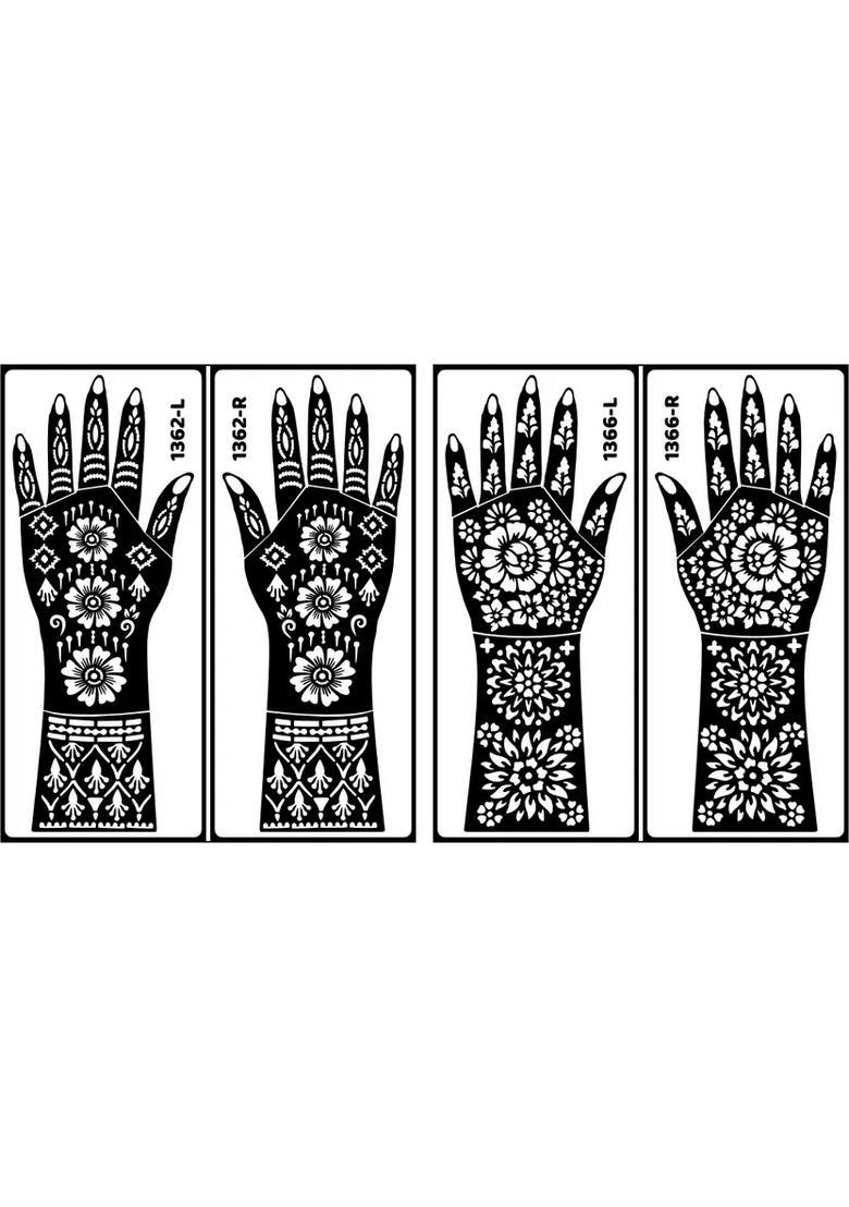 Elegant Floral Back Hand Stencil Mehndi Sticker For Women & Girls - Indya