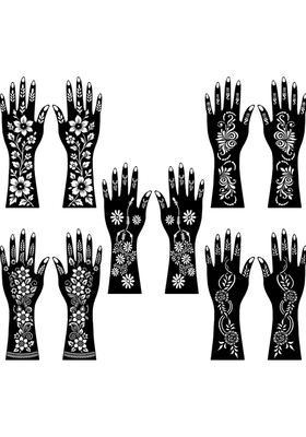 Full Hand Combo Mehndi Stencil Sticker Pack For Wrist, Finger & Hands